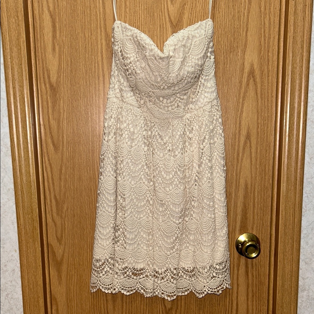 Wet Seal Strapless Cream Lace Dress